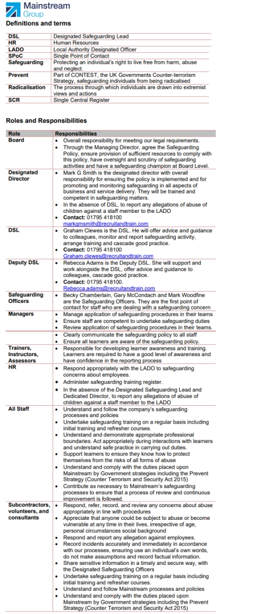 definitions and terms
